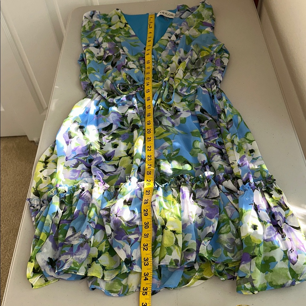 Taylor Floral Long Sleeve Dress in Blue and Green - Picture 10 of 15